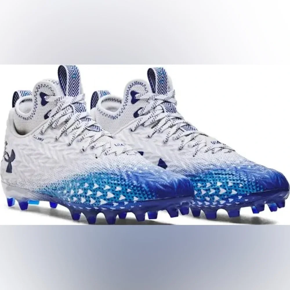 Under Armour Spotlight Clone 3.0 MC 'White Blue' football cleats. NWT in box!